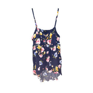 Women's Floral Gray/Blue Torrid Tank‎ Top With NoShow Front Tie Up Size 3